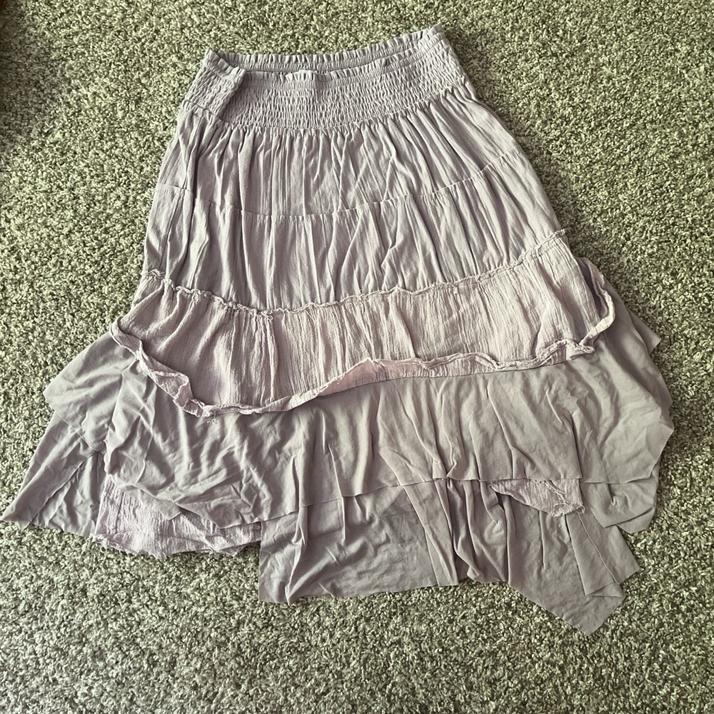 Xhilaration Lavender Maxi Skirt Smocked Tiered Casual